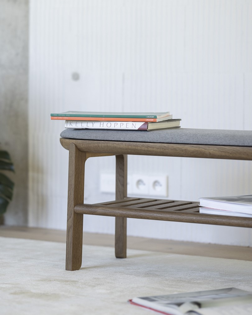 SANA Upholstered Bench in solid oak