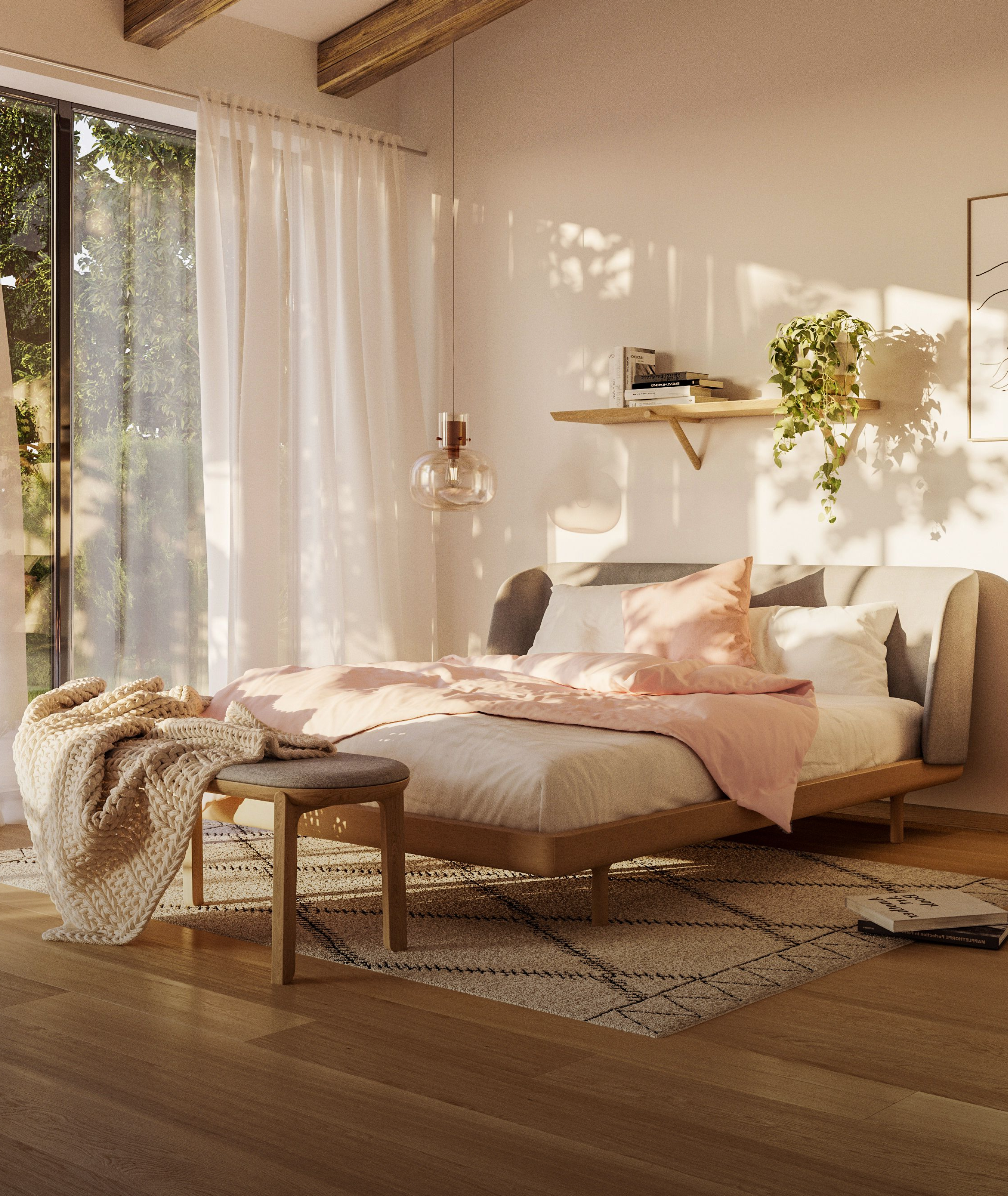 SOFT Bed Configurable HB in solid oak